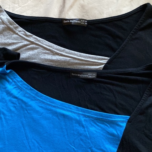 Sarin Mathews Short-sleeve Top Abstract Asymmetrical Neck - Bundle (2) Size XXL - Picture 2 of 14